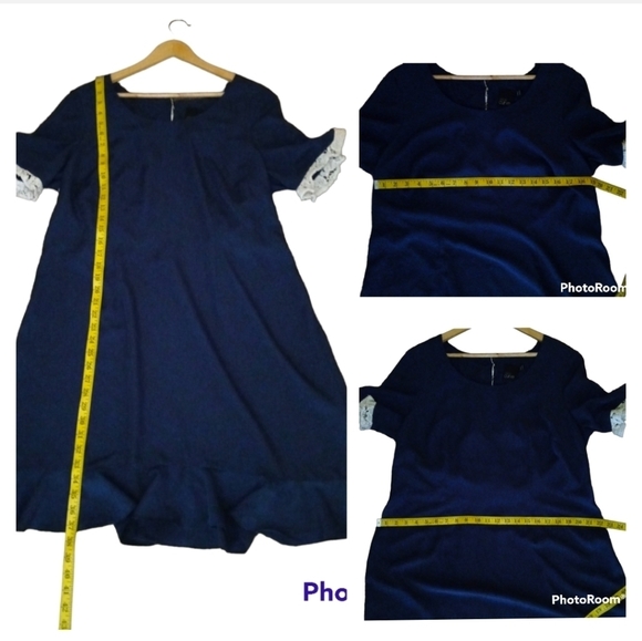 ASOS Curve Navy Blue Lace Embellished Ruffle Hem. Size 14 - Picture 3 of 8